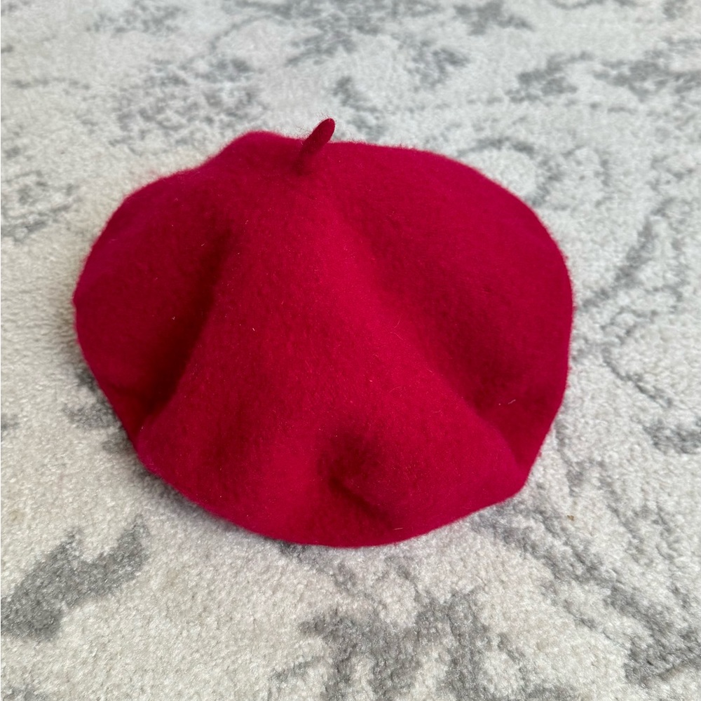 Unisex Adult Free Size Red Color Wool Blend French Artist Beret Cap - Picture 4 of 5